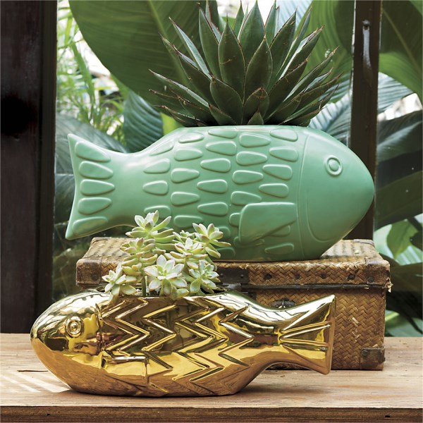 Fish planters create eclectic nautical style