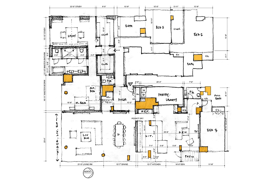 Floor plan of the New York City Penthouse - Sketch