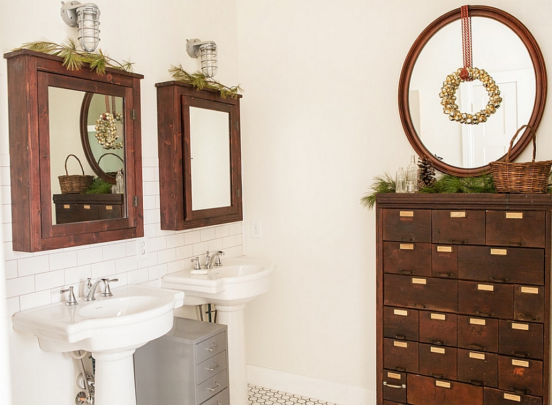 Gorgeous apothecary chest for the rustic bathroom