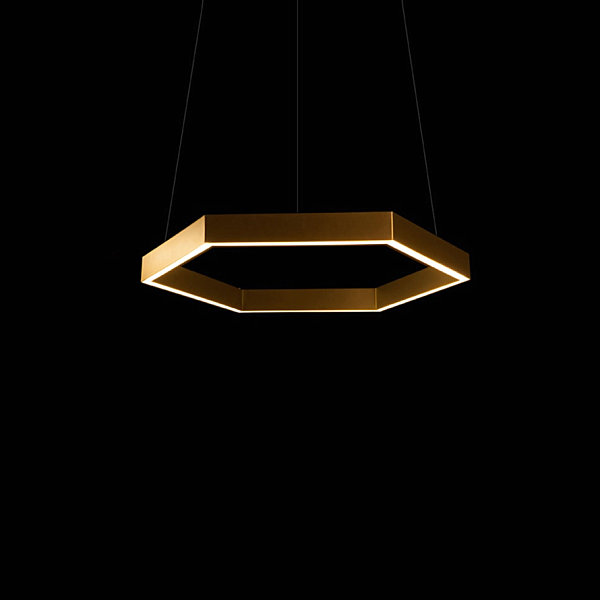 Hexagonal brass pendant light