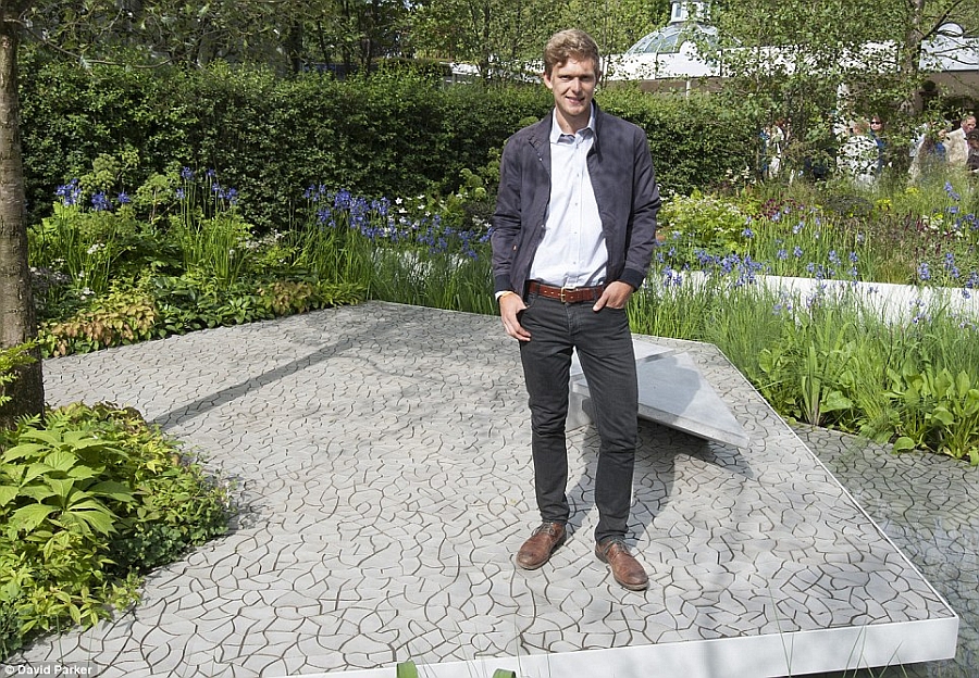 Hugo Bugg youngest gold medal winner at Chelsea Flower Show with the Cracked Earth tile