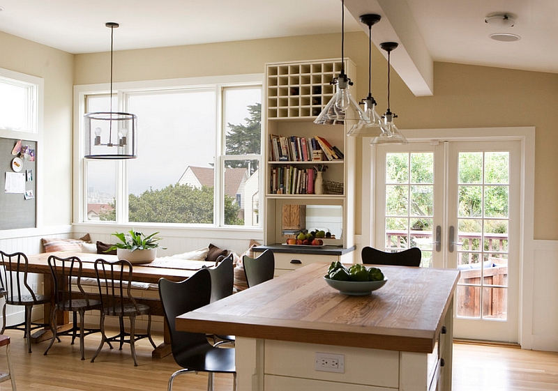 Kitchen and dining room bring together the vintage and the modern