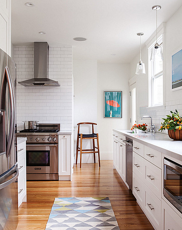 Light-filled kitchen with fresh greenery