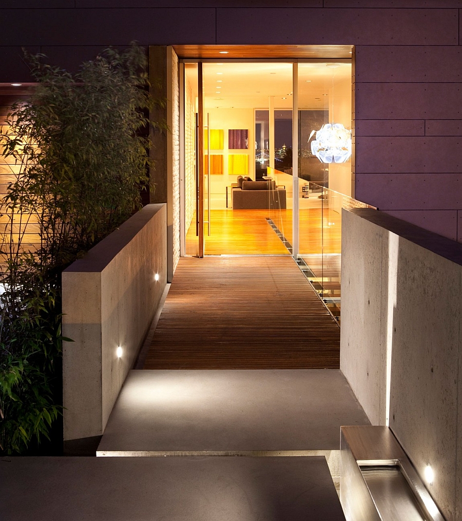 Lovely entryway draped in wood