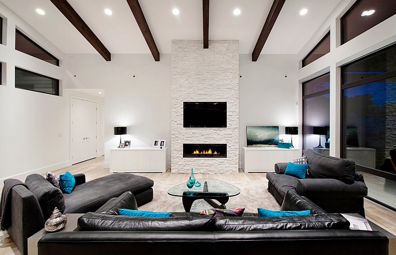 Contemporary Modern Fireplace Designs With TV Above Mantel   Make The TV And The Fireplace The Focal Point Of The Room 