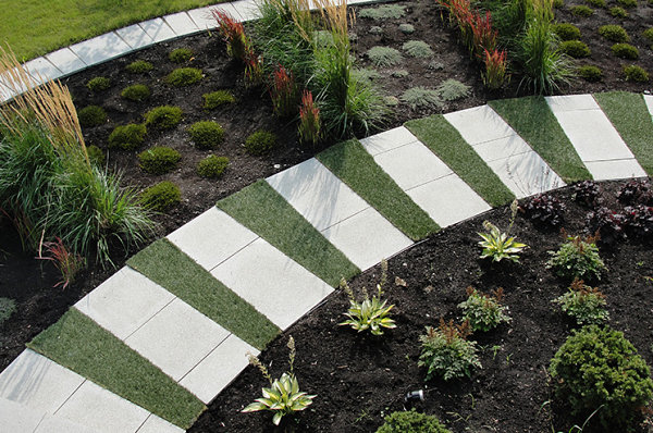 Manicured walkway and garden