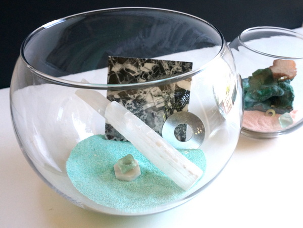 Mineral scapes in shades of aqua and peach