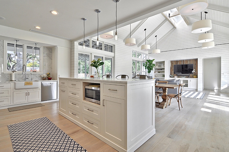 Modern farmhouse styled interior in white