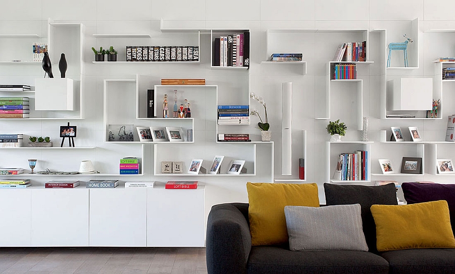 Modern, minimal bookshelf in white