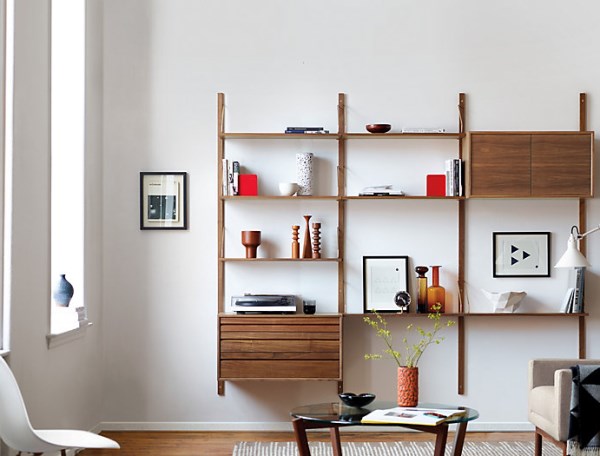 Modern wooden shelving