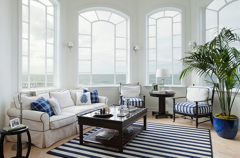 Light blue and white living deals room