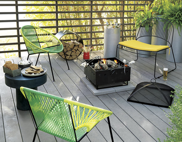 Outdoor space with green and yellow accents