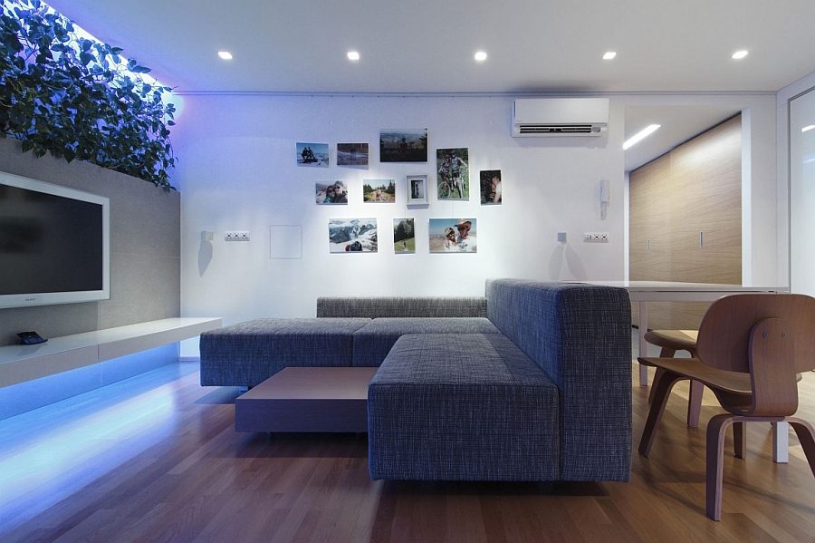 Plush couch in grey that also doubles as a bed