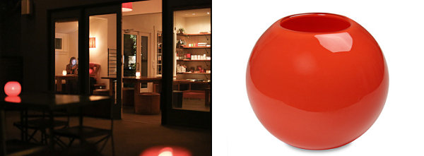 Red Globe candle holder