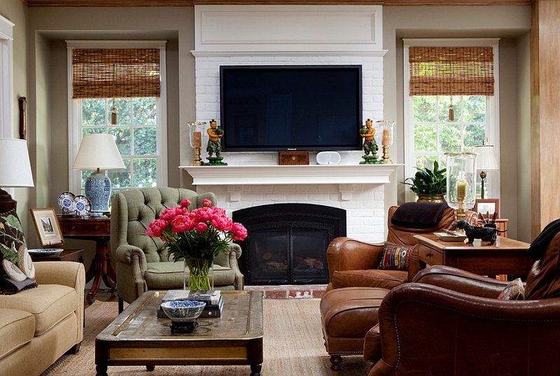 Living Room With Tv Above Fireplace