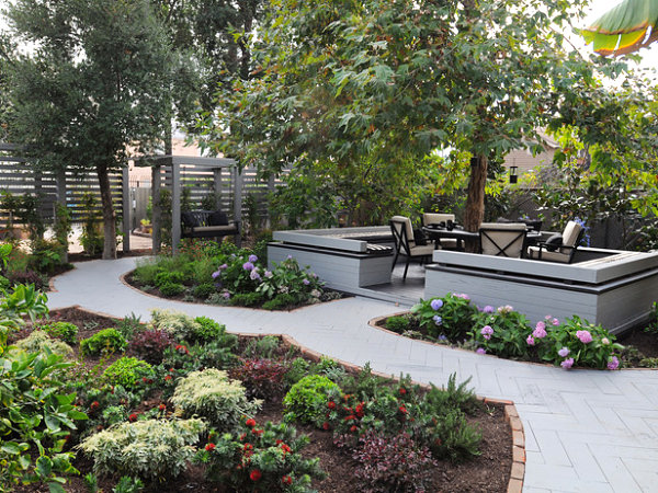 Seating under a large tree