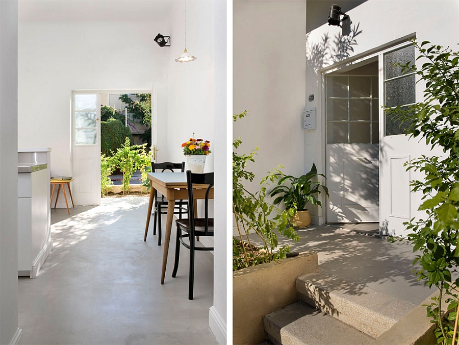 Spacious entryway leading into the small apartment in Tel Aviv