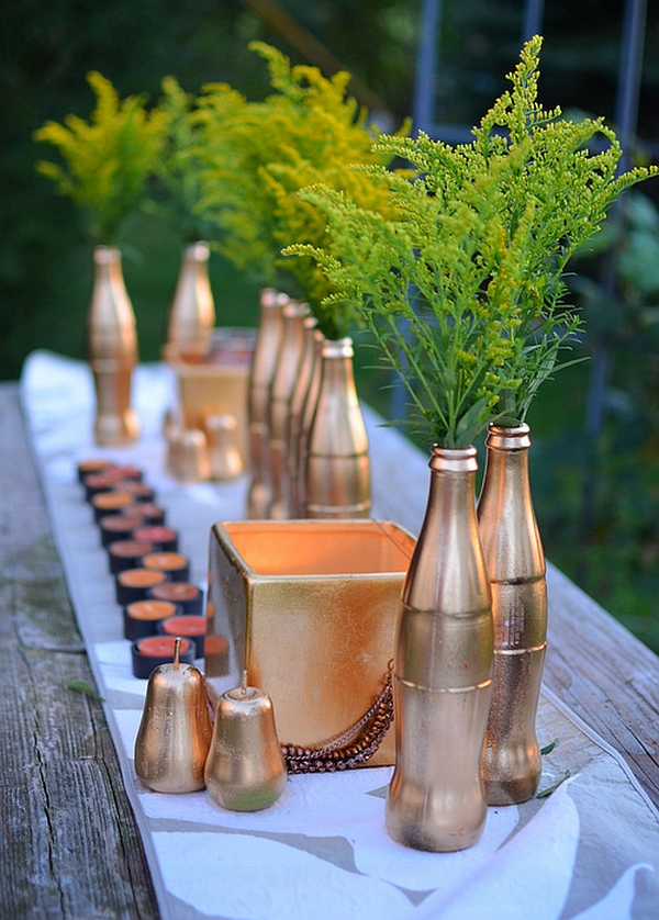 Spray painted Coke bottles is a wonderful DIY project idea