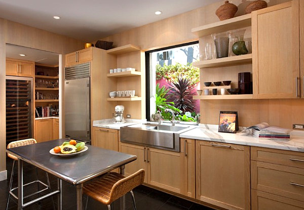 stainless steel kitchen island with seating