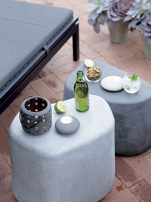 Stone stools double as tables