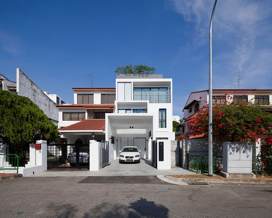 Street facade of the Goodlink private residence in Singapore