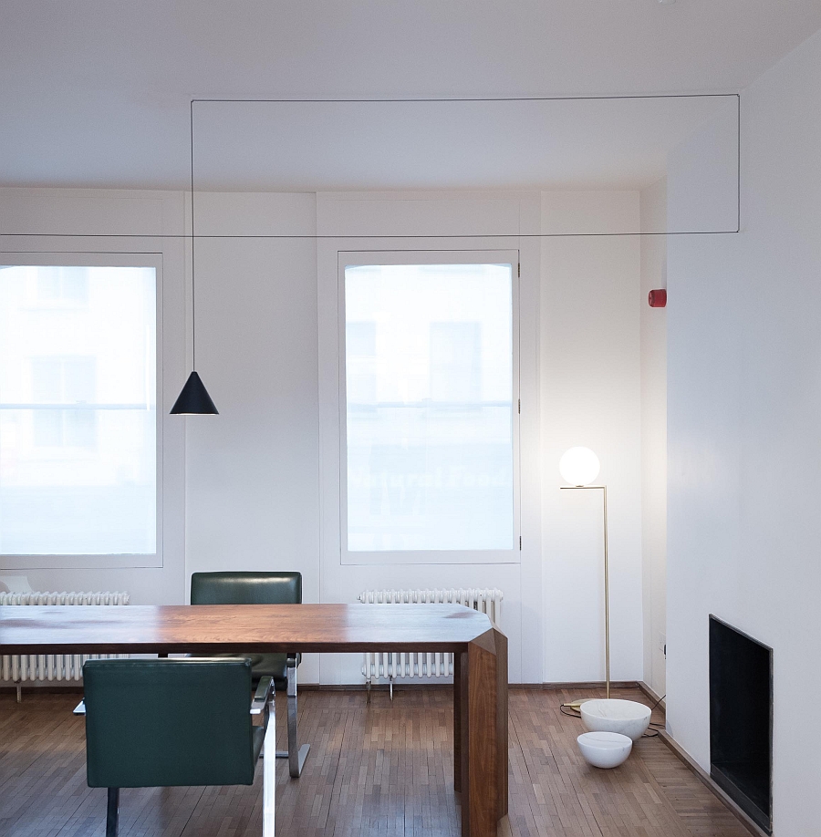 String Lights add interesting geometry to the room