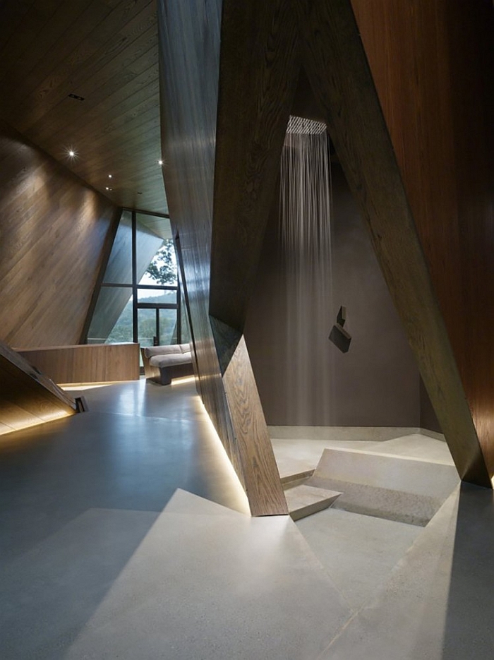 Stunning, futuristic shower area in the ultra-sleek bath