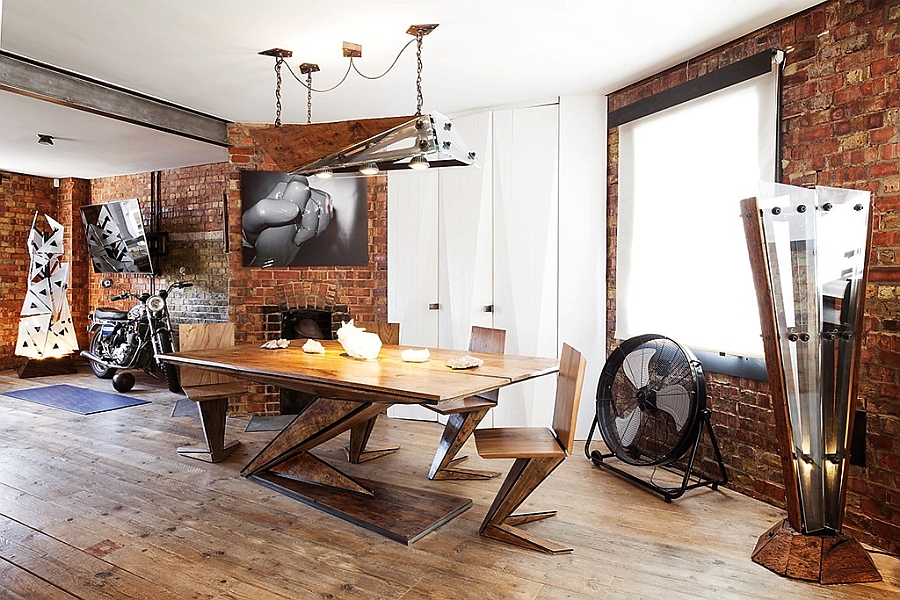 Trendy modern decor coupled with a classic backdrop to create an eclectic look