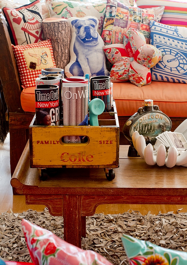 Vintage Coke crate transformed into a cool magazine holder