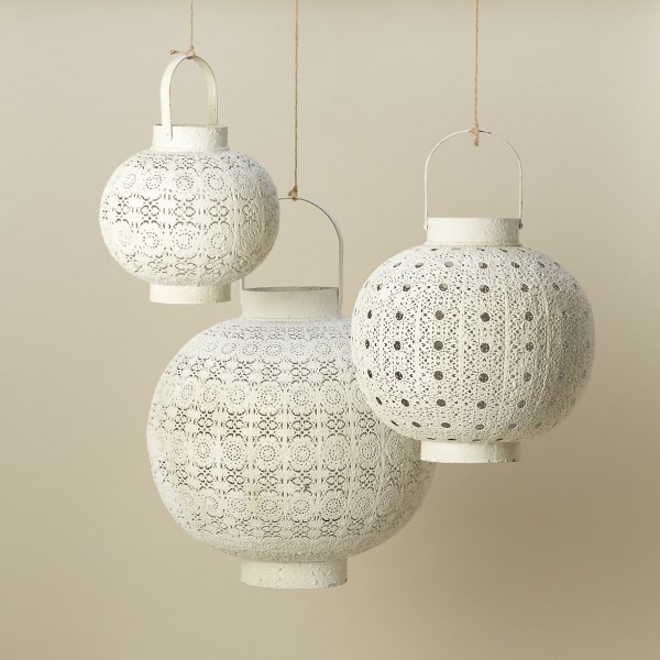 White filigree lanterns from Terrain