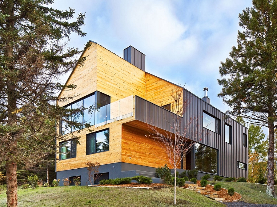 Wood and steel exterior of the stylish Quebec Home