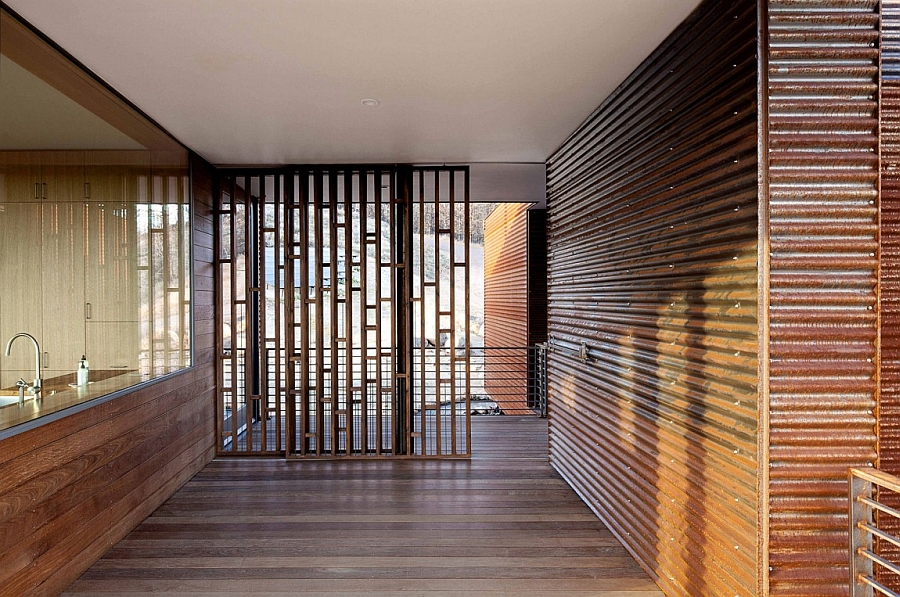 Wooden clad interior is protected from fire