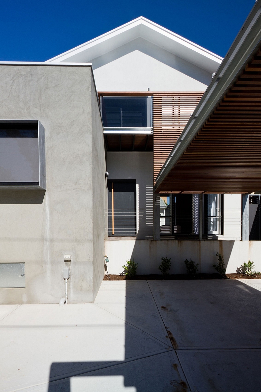 Wooden slats offer both privacy and shade