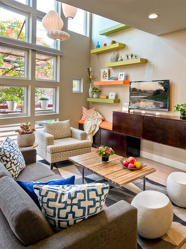 19 Floating Shelves Ideas For A, Living Room Shelving Ideas