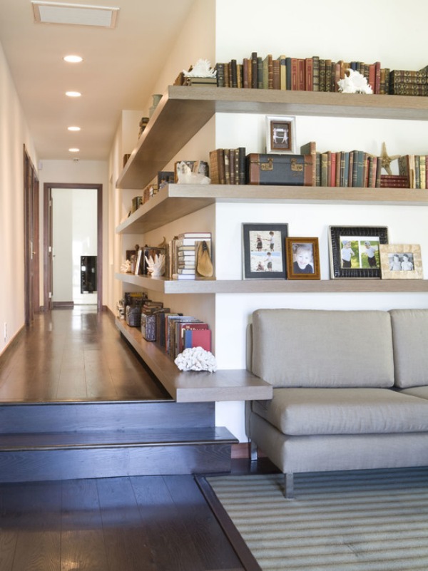 contemporary-hall corner shelving