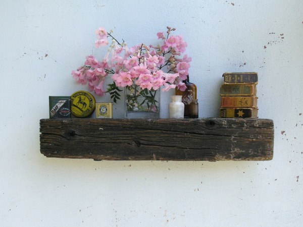 rustic wood floating shelf