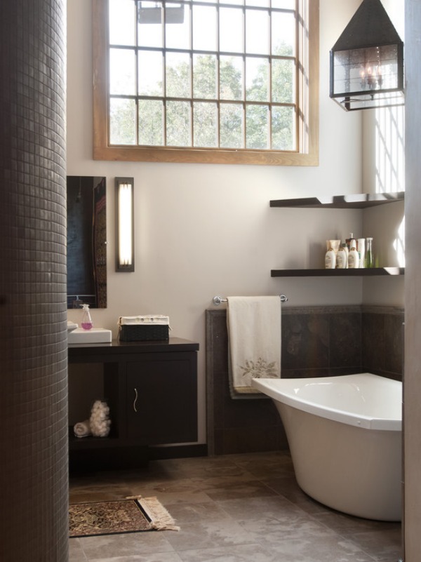 traditional-bathroom corner shelf