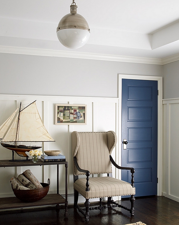 Beach style entry with nautical inspired decor and the Hicks pendant