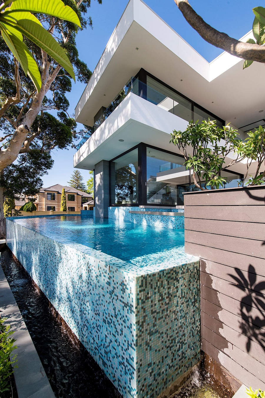 Beautiful infinity edge pool with riverside views