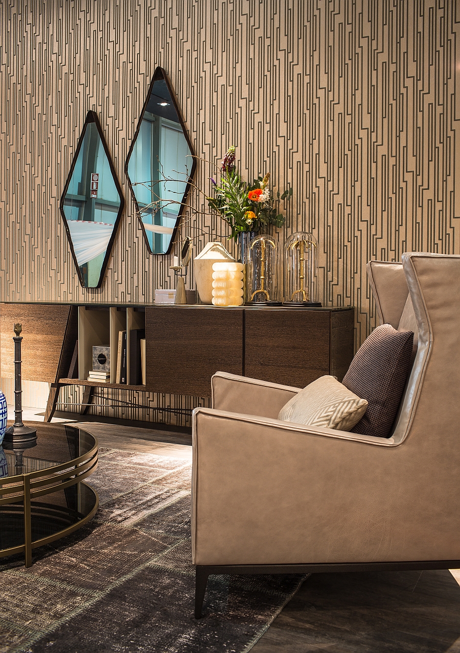 Beuatiful wallpaper offers the perfect backdrop for exclusive decor from Arketipo Firenze