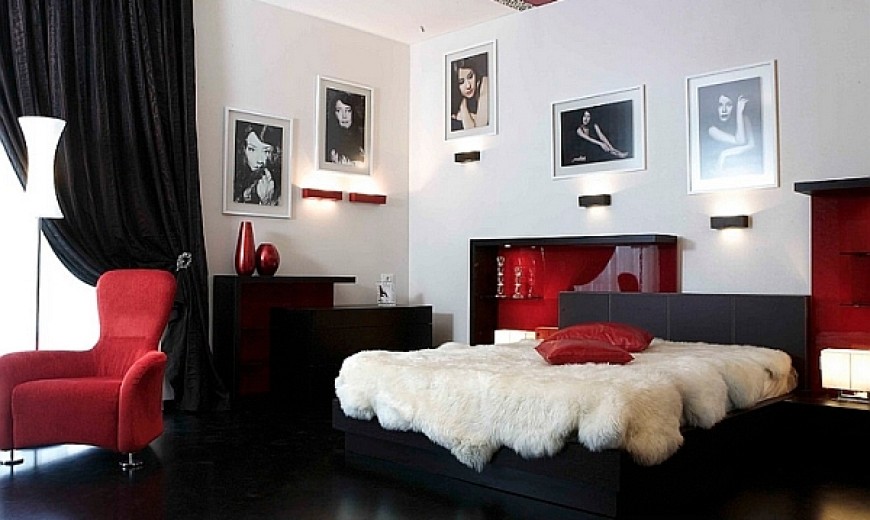 black and white bedroom