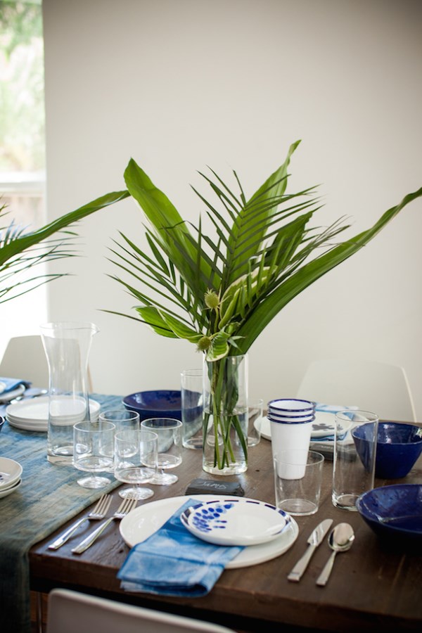 Breezy blue and white tabletop