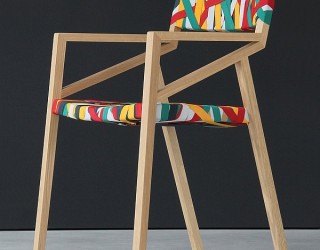 Trendy Minimalist Wood Chair Wrapped In Multicolored Suspender Magic!