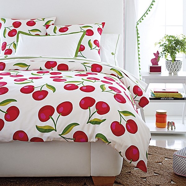 Cherry-print bedding