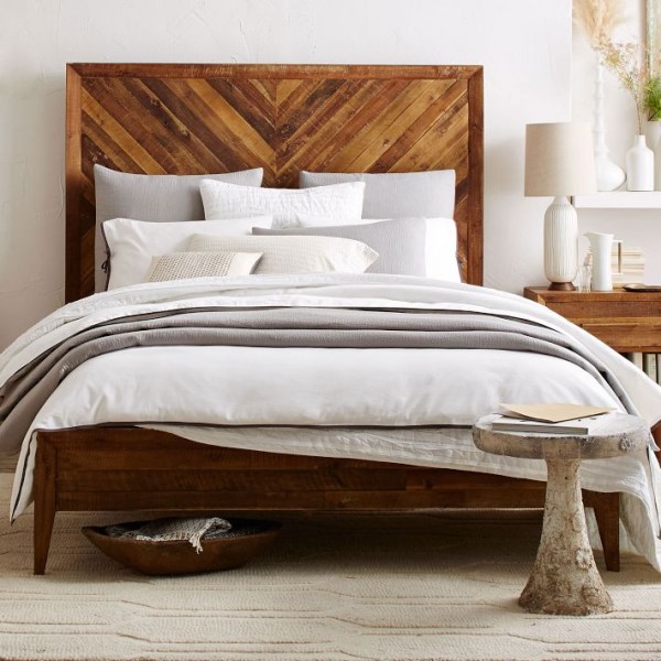 Chevron-pattern bed from West Elm