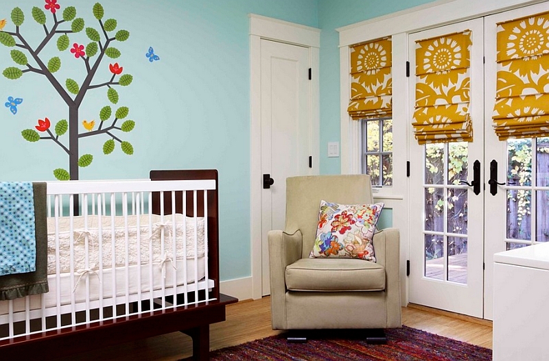 Colorful roman shades for the modern nursery