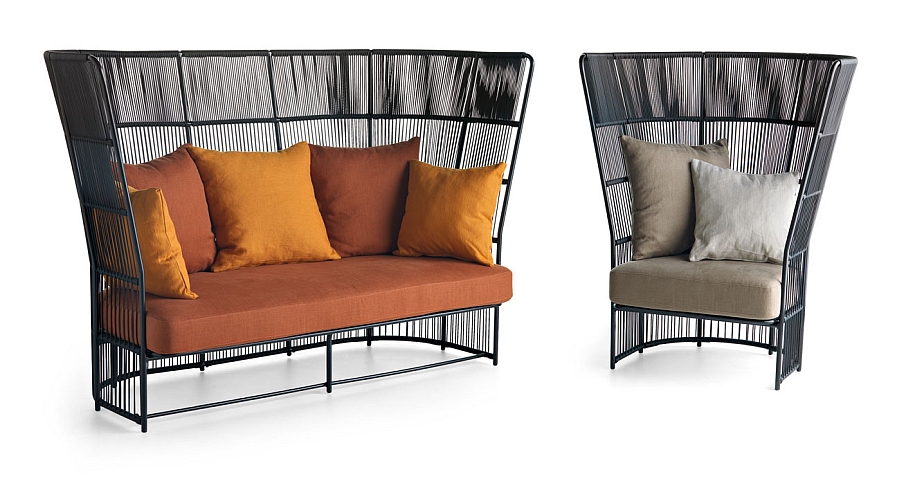 Comfy high back lounge chairs make a bold visual statement