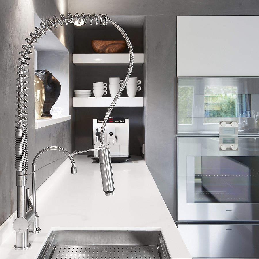 Convenient stainless steel kitchen faucet with a dual spray outlet