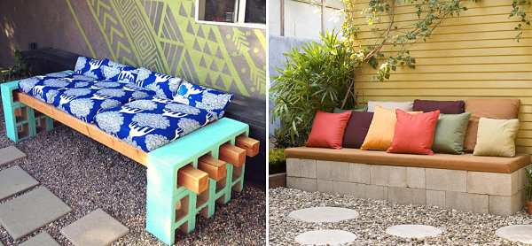 DIY cinder block benches