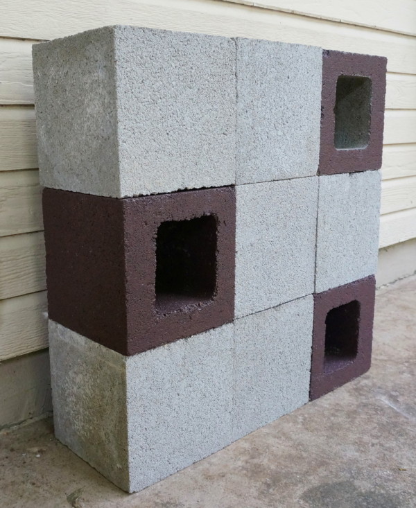 DIY cinder block planter in progress